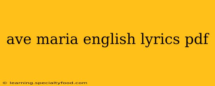 ave maria english lyrics pdf