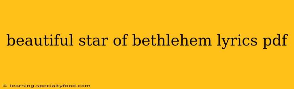 beautiful star of bethlehem lyrics pdf