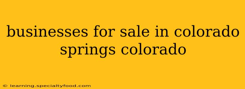businesses for sale in colorado springs colorado