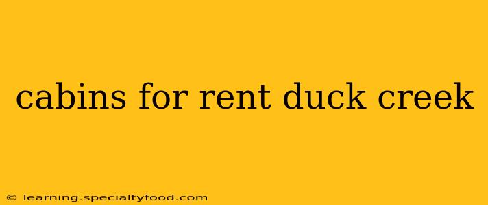 cabins for rent duck creek