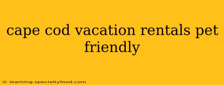 cape cod vacation rentals pet friendly