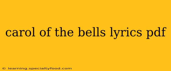 carol of the bells lyrics pdf