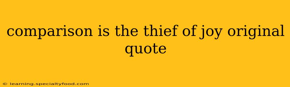 comparison is the thief of joy original quote