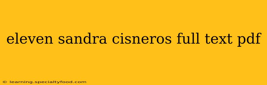 eleven sandra cisneros full text pdf
