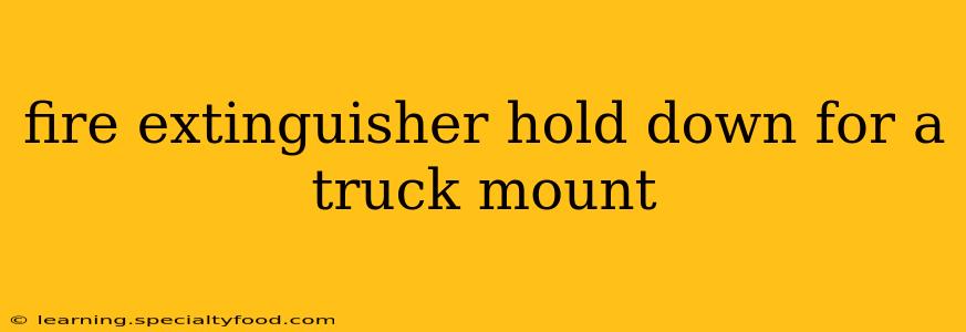 fire extinguisher hold down for a truck mount