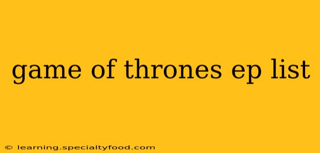 game of thrones ep list
