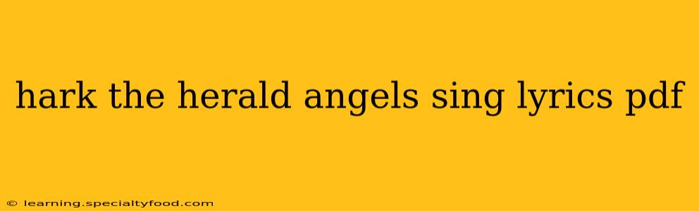 hark the herald angels sing lyrics pdf