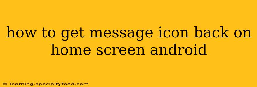 how to get message icon back on home screen android