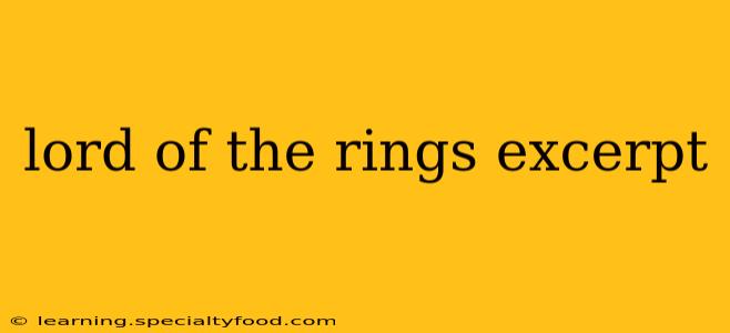 lord of the rings excerpt