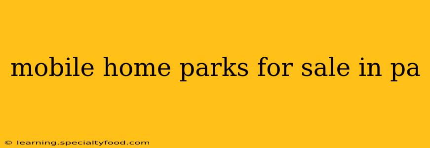 mobile home parks for sale in pa