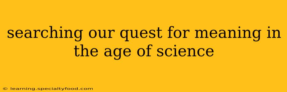 searching our quest for meaning in the age of science