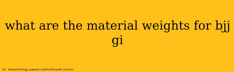 what are the material weights for bjj gi