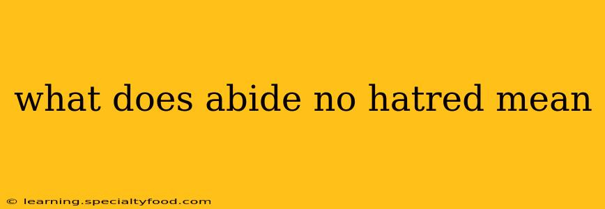 what does abide no hatred mean