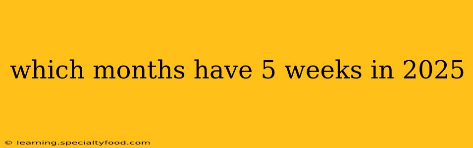 which months have 5 weeks in 2025