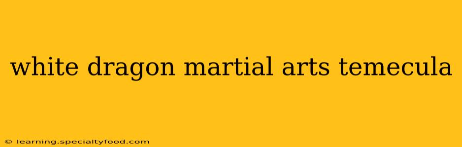 white dragon martial arts temecula
