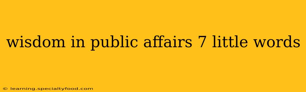 wisdom in public affairs 7 little words